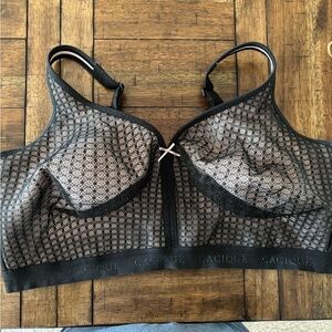 Cacique Black and Pink Mesh Bra